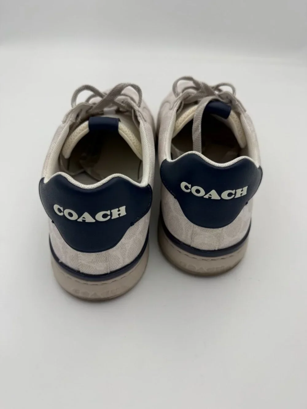 Men's 12D Coach Leather+ Lowline Signature Low Top Sneaker Chalk Cobalt G5025 WI - Picture 4 of 7
